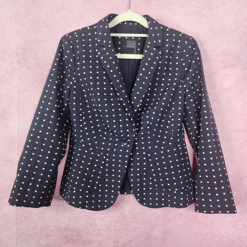 199. The Limited Navy Polka Dot Blazer Jacket Small